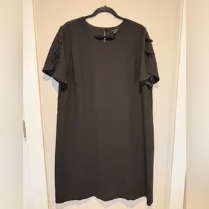 Ann Taylor Black Ruffle Sleeve Midi Dress 18